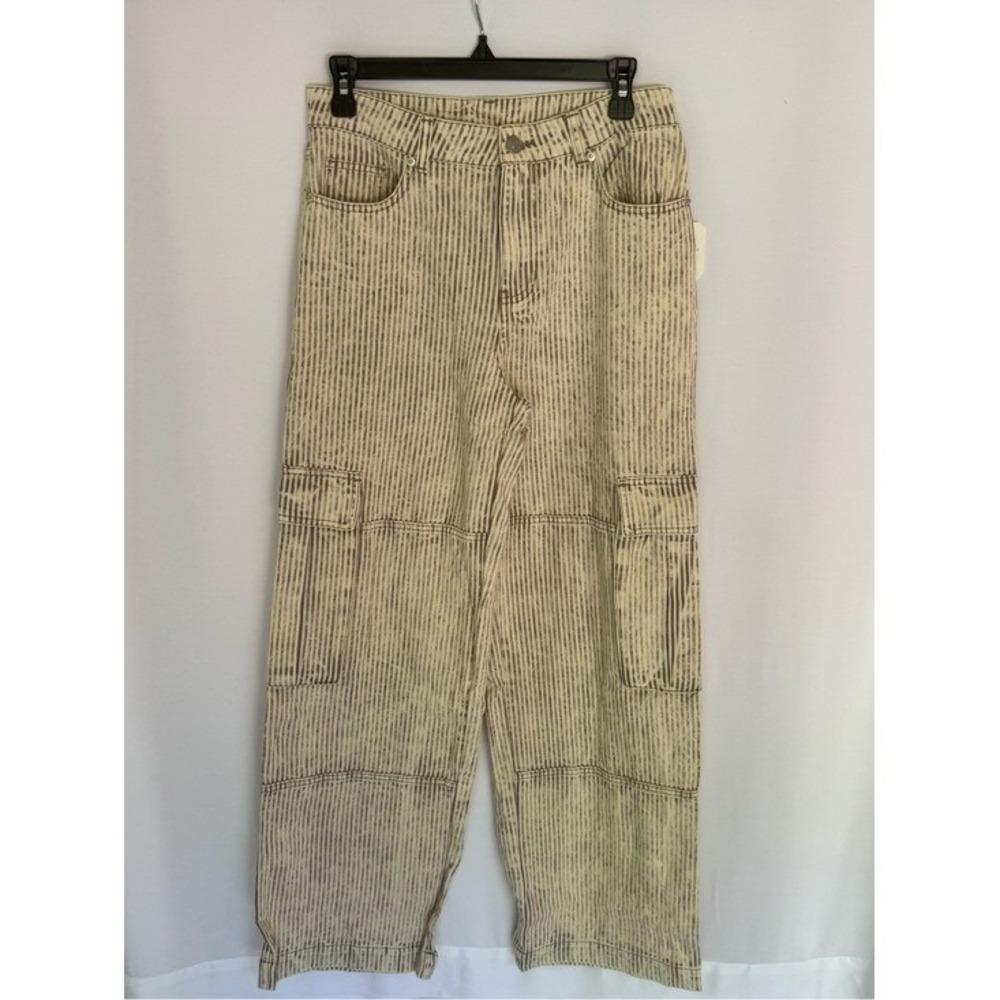 Altar'd State Micha Strip Wide Leg Cargo Jeans High Rise Utility Pants - Picture 3 of 9